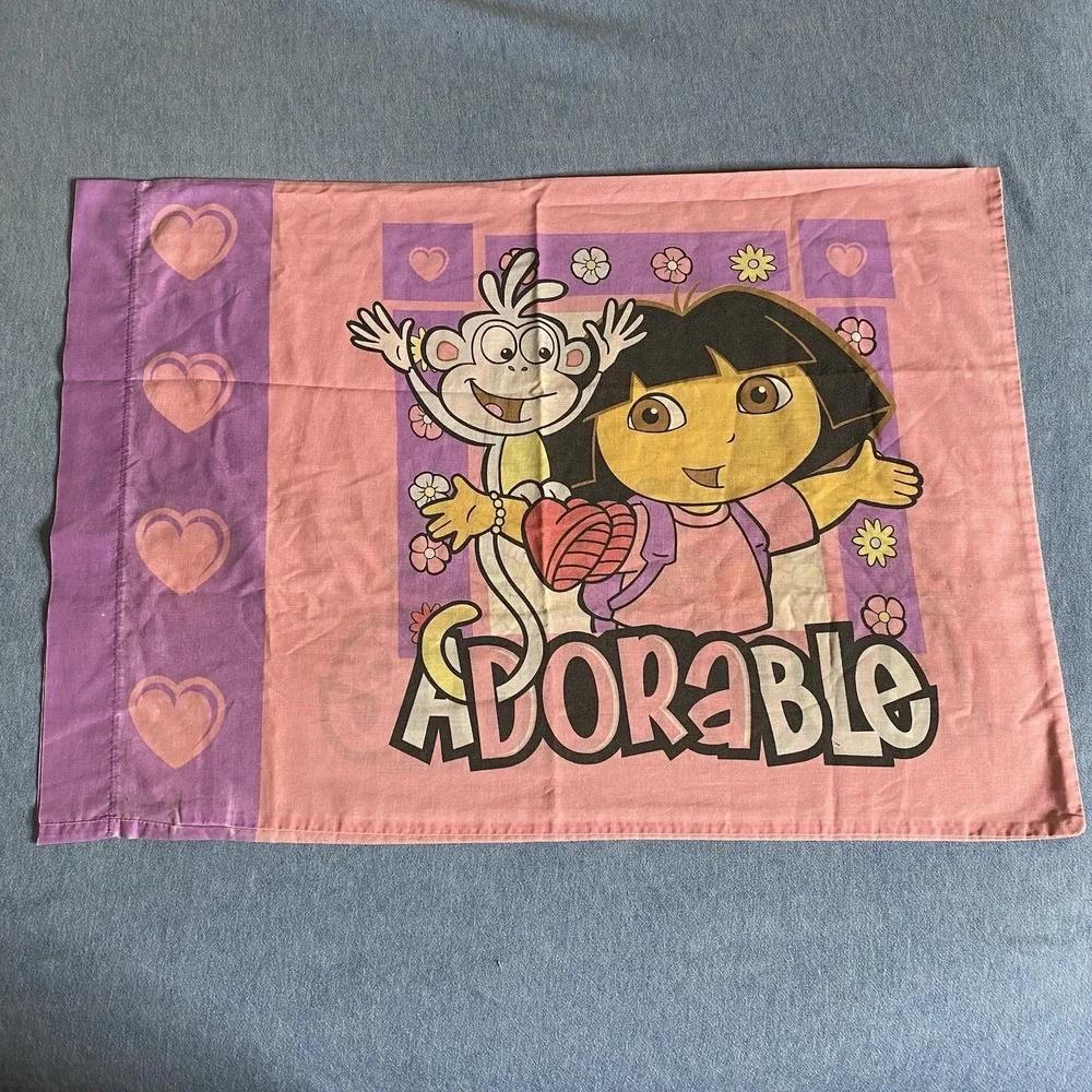 2007 Dora The Explorer Standard Pillow Case Nick Jr Reverse